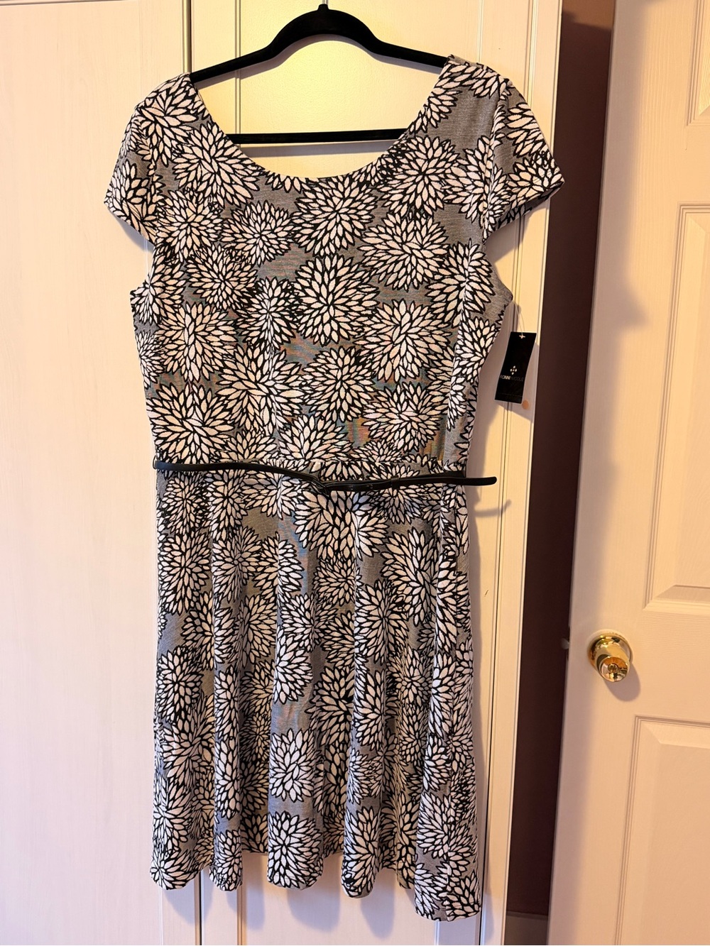 Ronni Nicole Black and White Floral Fit & Flare Dress